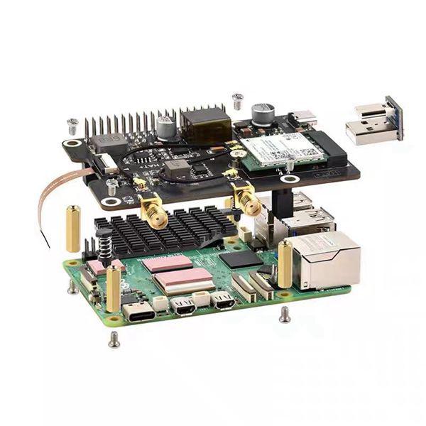 Raspberry Pi 5 PCIe to M.2 E Key with PoE Adapter - Black PCB