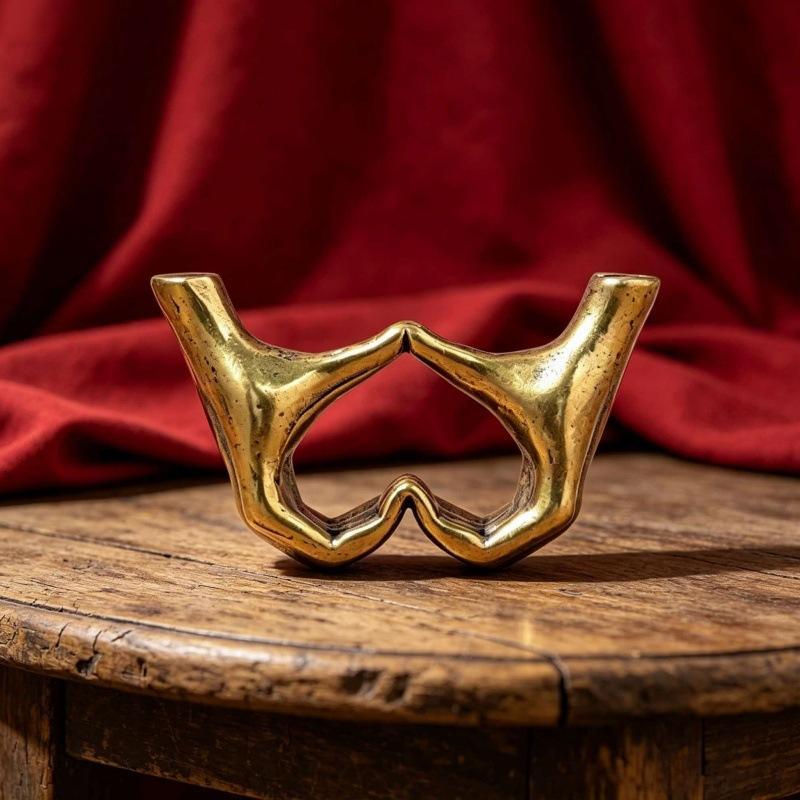 Vintage Brass Heart-Shaped Hand Statue, Love Hand Sculpture Model Ornament Home Office Desktop Decor