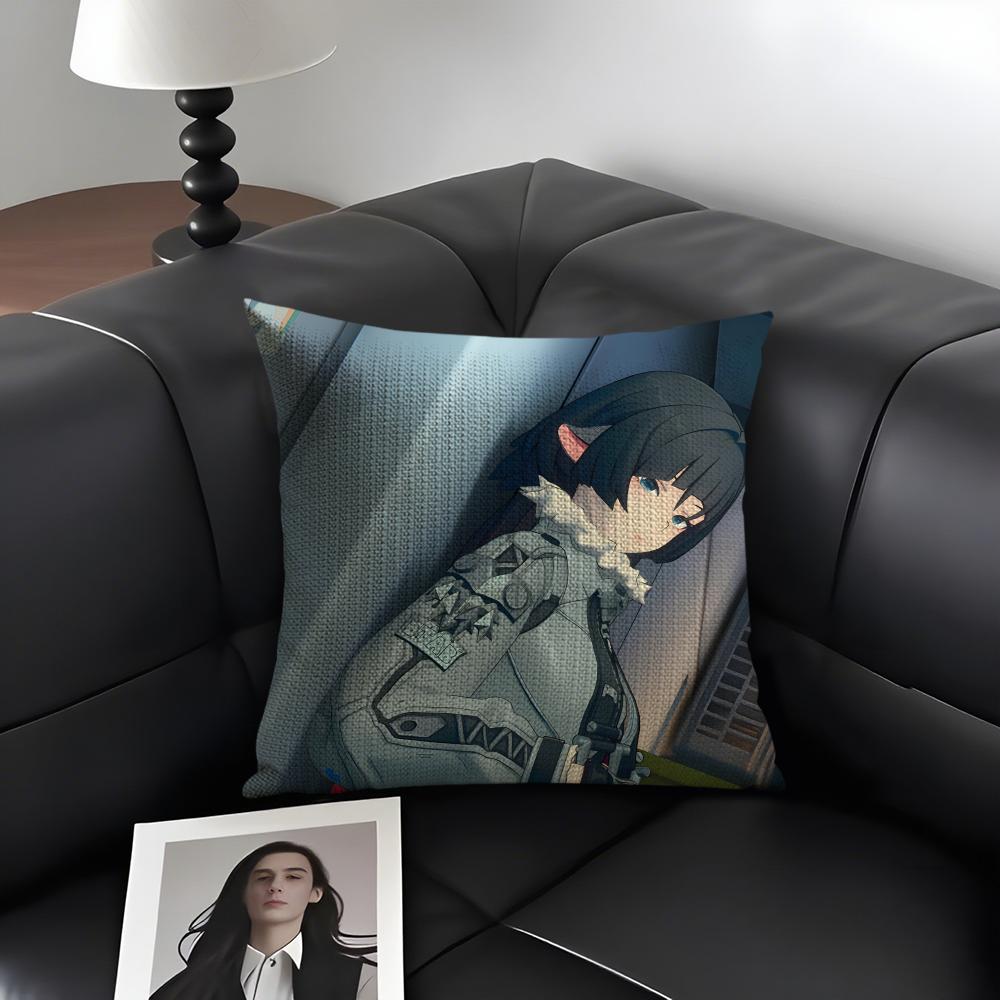 QQingyi ZenlessS Zone Zero Cushion Cover Natural Linen Organic Fabric DoubleSided Printing Sofa Home Decor Gift Pillow Case