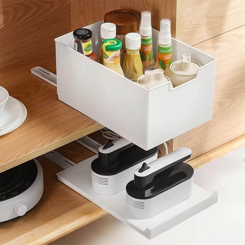 1Pc/Cabinet Storage Box Drawer-Type Hole-Free Organizer Box Kitchen Storage Rack Compartmentalized Storage Box