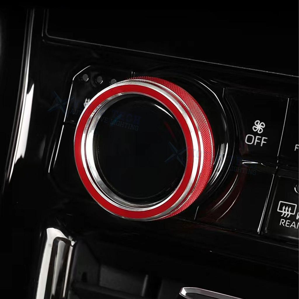 For Toyota Highlander -22 Red AC Knob Control & Rear Mirror Switch Ring Trim