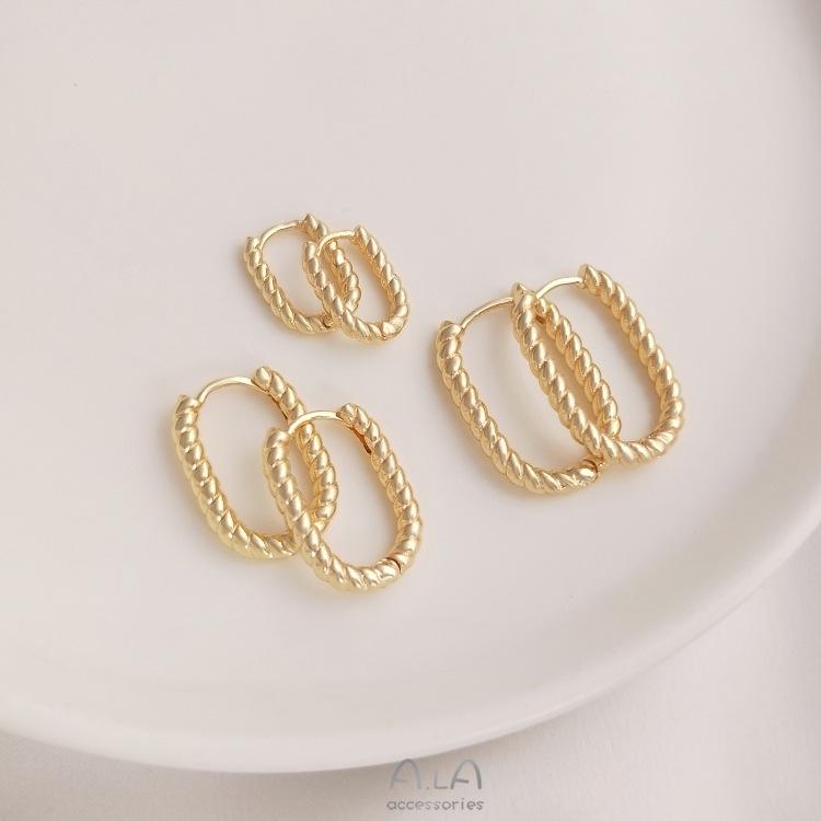 14K Gold-Filled U-Shaped Twisted Ear Cuff Hoops - Fashionable, Lightweight, Classic Earrings