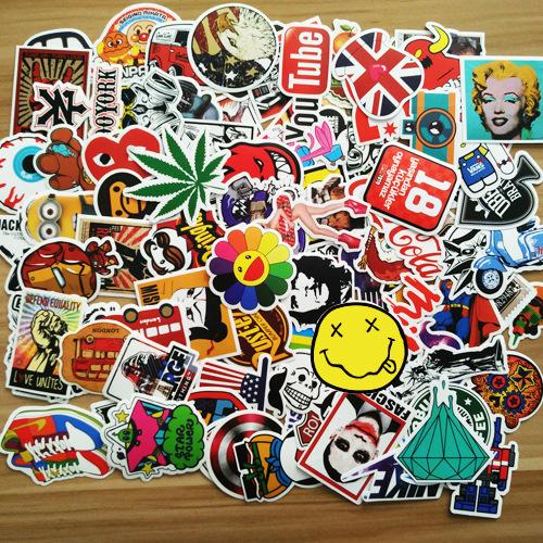 100 Pieces of Non-repeat Decorative Graffiti Stickers for Computer Car Motorcycle Skateboard Stickers