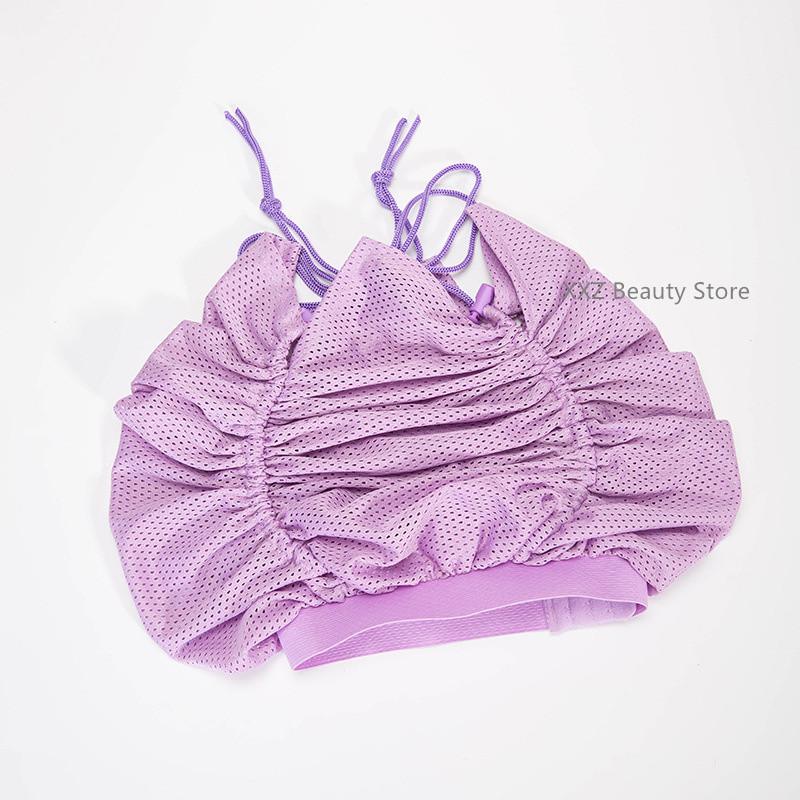 1PC White Reusable Net Plopping Bonnet Mesh Hat Net Plopping Bonnet Adjustable Hair Drying Hoods Hair Net Snoods Dry Hair Hat