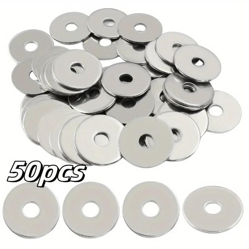 50 Pcs M6 Flat Washers - Galvanized Thickened Metal Spacers for Indoor & Outdoor Use Rustproof
