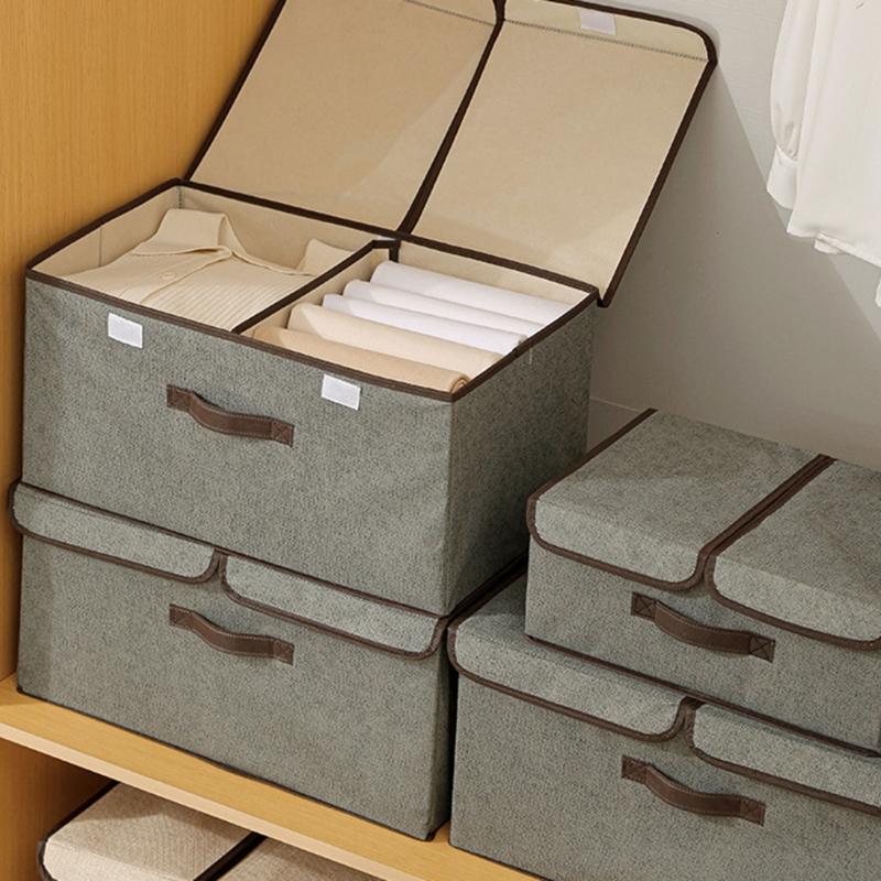Space Saving Foldable Clothing Organizers Box Nonwoven Fabric Storage Container With Dividers And Protective Cover
