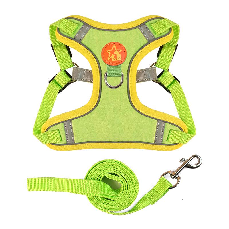 Reflective Breathable Suede Dog Harness and Leash Set for Small Dogs