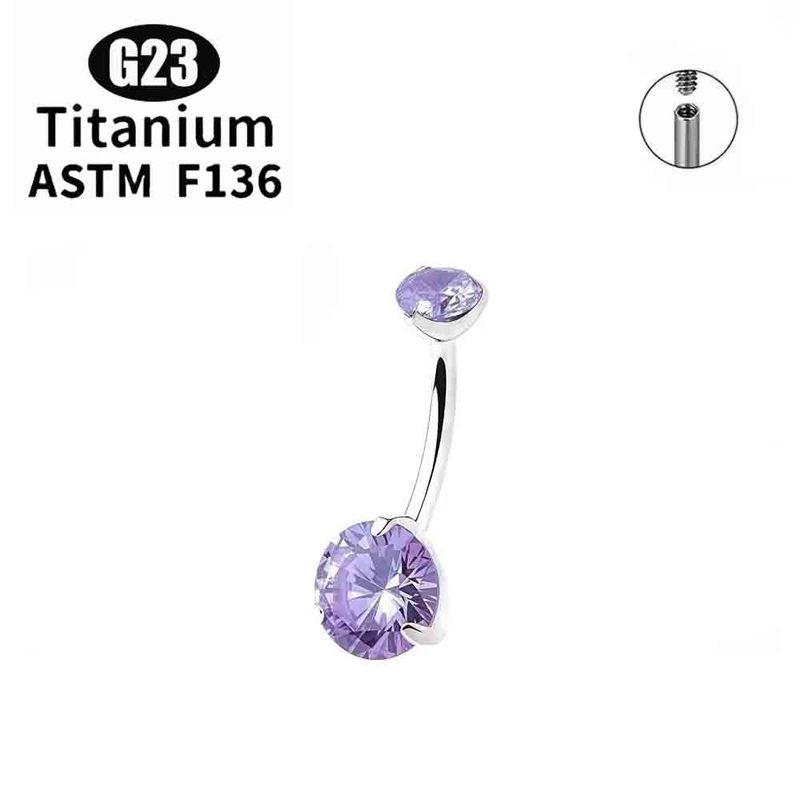 1/5Pcs ASTM F136 Titanium Banana Bend Sexy Belly Button Rings 5A CZ 14G Internal Thread Navel Ring Piercing Barbell Body Jewelry