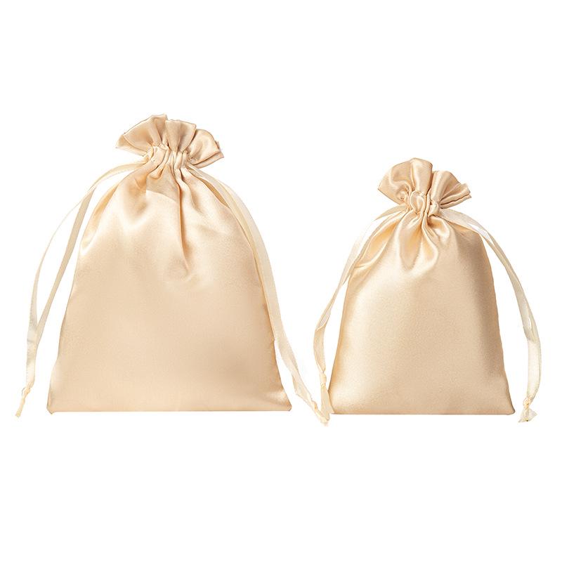 Luxury Satin Drawstring Pouch with Printed Logo - Imitation Silk Design