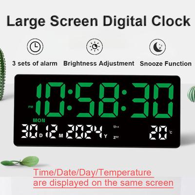 Large USB Power Digital Alarm Clock Time/Date/Week/Temp Display On the Same Screen Table Clock 3 Weekday Alarm Snooze LED Clock