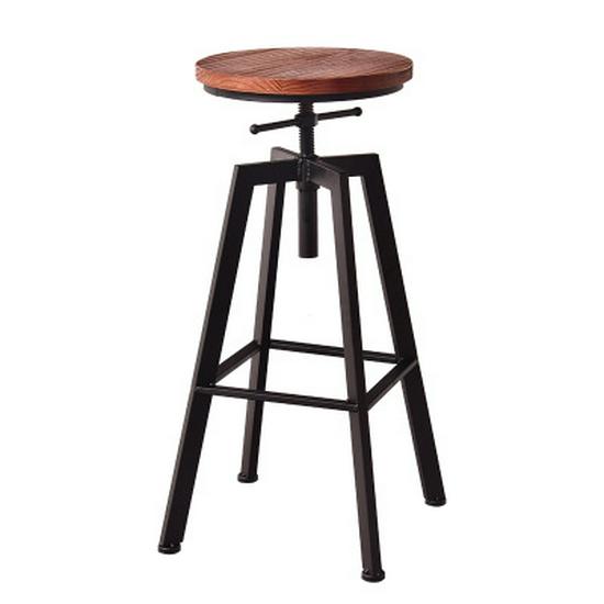American Solid Wood & Iron Bar Stool, Coffee Shop Chair, Adjustable Counter & Bar Seating, Free Shipping