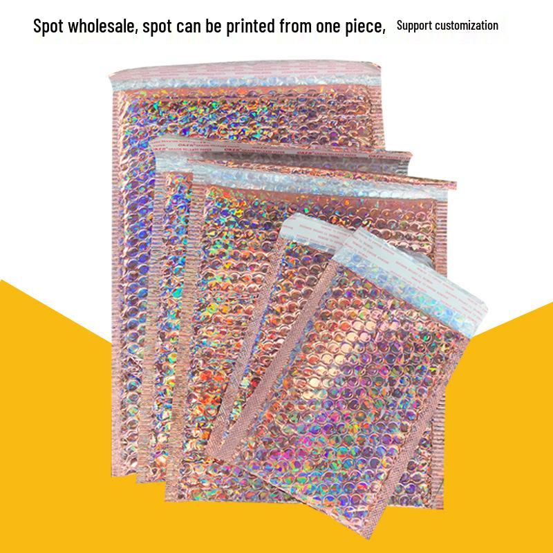 Laser Rose Gold Shockproof Bubble Bags for Clothing, Jewelry, Phone Cases