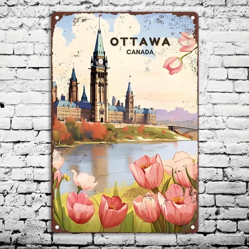 Retro Metal Sign Travel Round The World VENICE CANADA TORONTO  Vintage Poster Home Bar Room Pub Cafe Club Hotel Wall Decor Plate