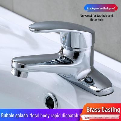 All-Copper Undermount Bathroom Sink with Two-Handle Hot Water Faucet