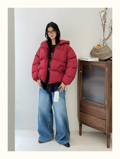 Winter Korean Style Loose Plus Size Casual Padded Cotton Hooded Jacket