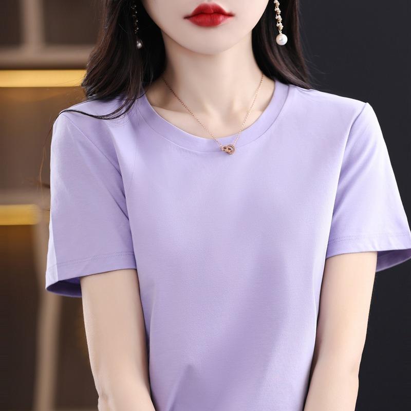 YYFS Damenmode, lässig, Sommer, Frühling, einfarbig, bedruckt, kurzärmelig, O-Ausschnitt, Blusen und Hemden