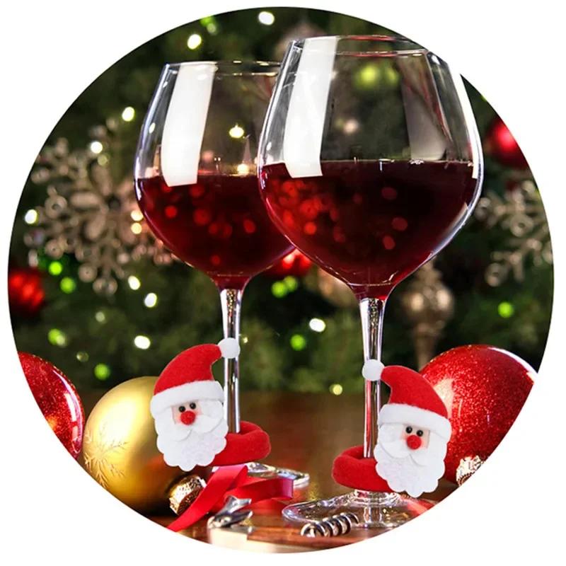 Christmas Wine Glass Decoration Happy New Year Santa Claus Party Decorations For Home Table Decor Bar Supplies Home Decore