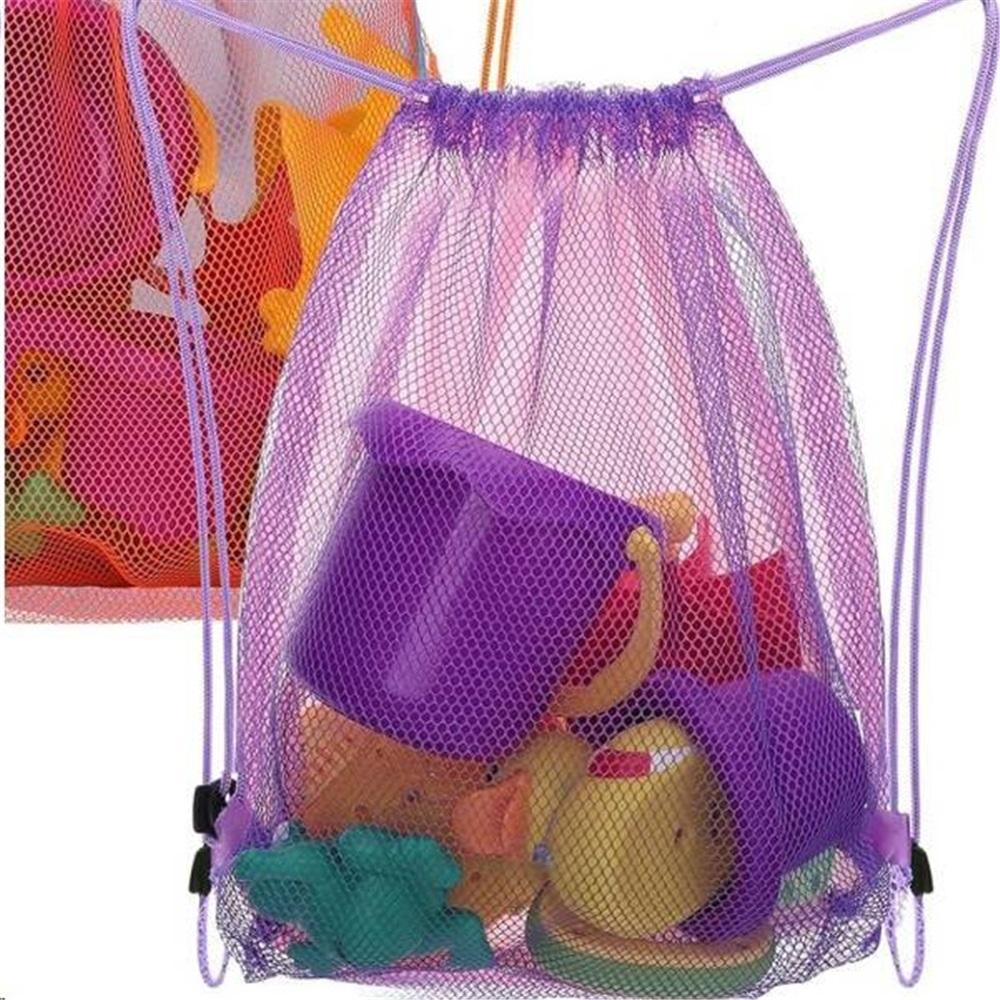 Multi-purpose Mesh Drawstring Storage Bag, Breathable & Foldable Organizer For Travel, Beach & Laundry 1pcsA