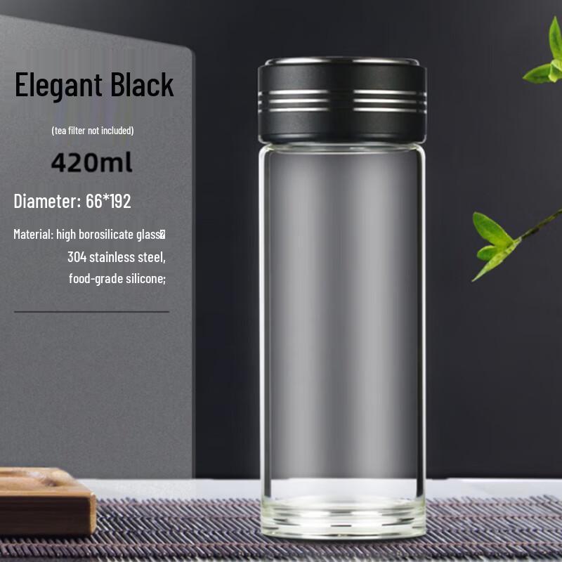 MINGHUI Borosilicate Glass Tea Cup with Lid Single Layer 420ml