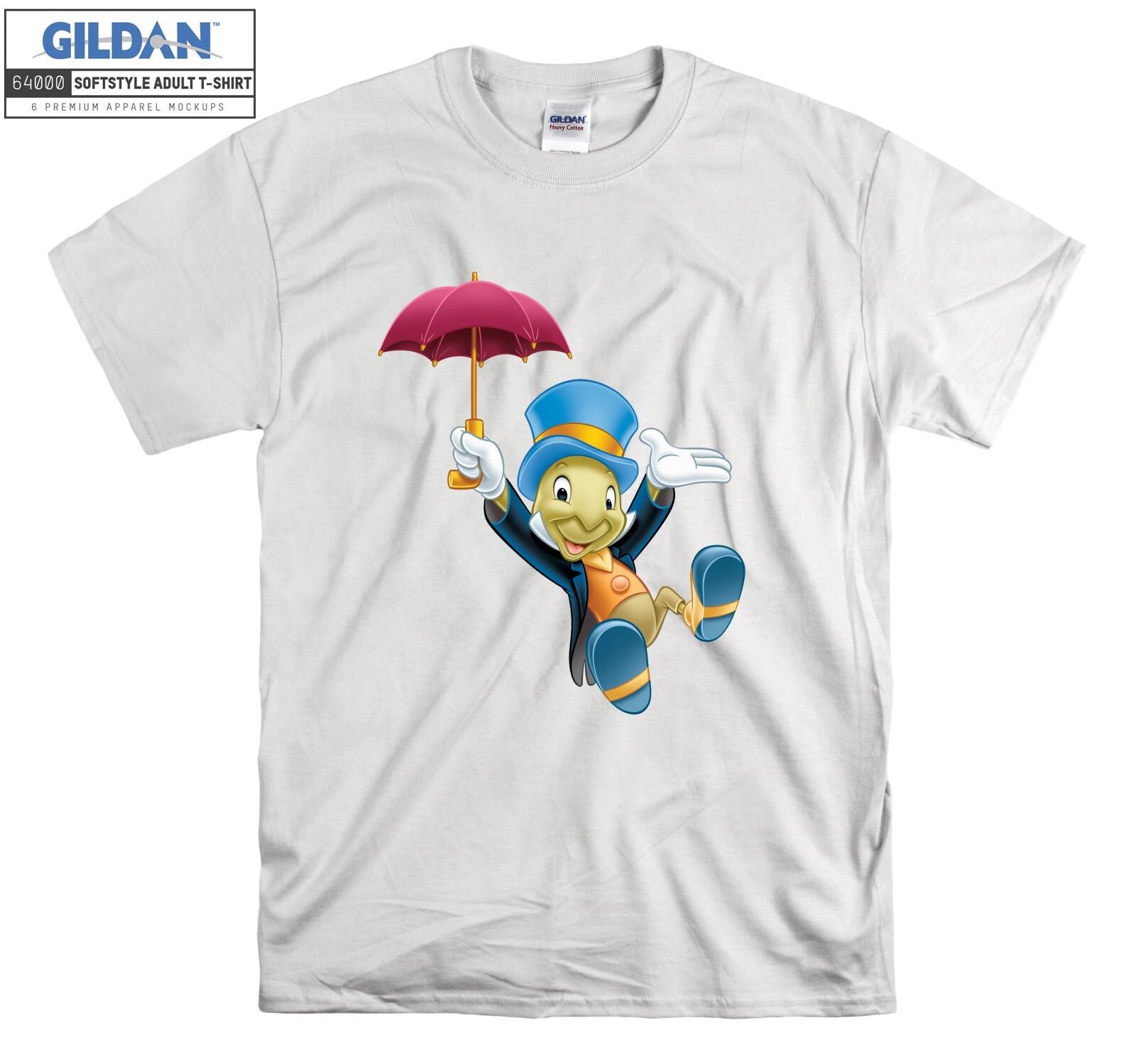 Jiminy Cricket and Umbrella Pinocchio T-Shirt Mens Womens Tees Top T Shirt Mens Womens Tees Top Men Women Unisex Tshirt 590 L