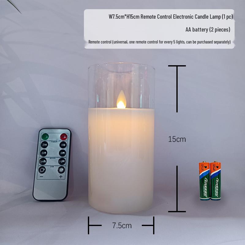 Remote-Controlled LED Glass Candle Lamp with Flickering Flame - Ideal for Romantic Home Decor and Weddings