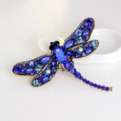 Crystal and European Vintage Dragonfly Brož Pin Point Drill Dragonfly Brož