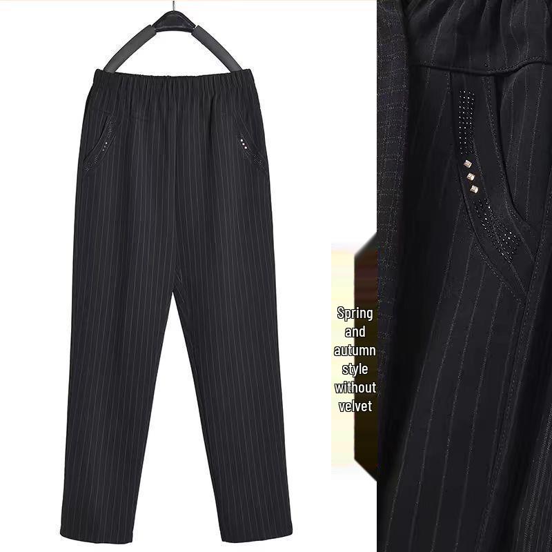 

Свободные хлопковые брюки на флисовой подкладке для пожилых женщин - Теплая одежда для осени/зимы XL (80-100 jin)