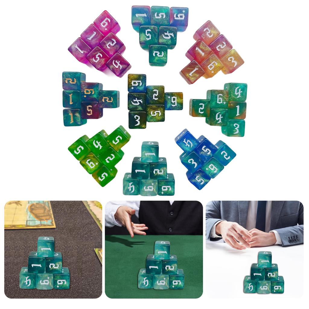 16mm Würfelset Bunte Sechsseitige Würfelwürfel mit Großer Nummer Spielrunden Runder Block Kinder Mathe Lehre Pädagogisches Spielzeug