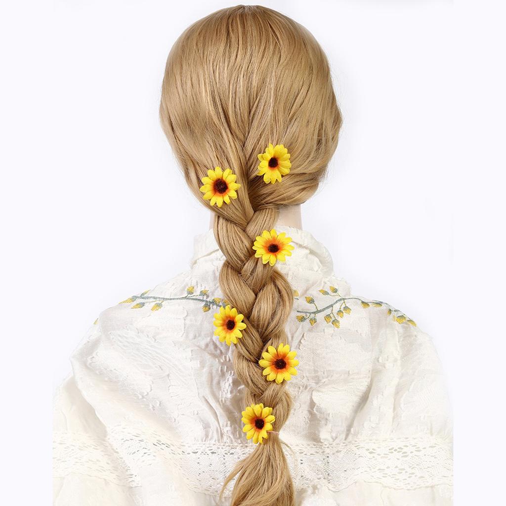 10pcs Sweet Lovely Sunflower Clip Fresh Playful Side Hair Clip Decoration Beach Vacation Party Performance Hair Accessories