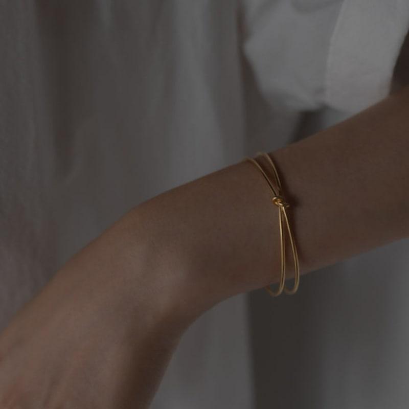 Youngglow Silver925 Knot Bangle Bracelet (2color)