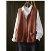 DIMANAF 2026 Autumn Winter New Plus Size Women Vintage Knitted Vest Coat Casual Sleeveless Button Pockets Sweater