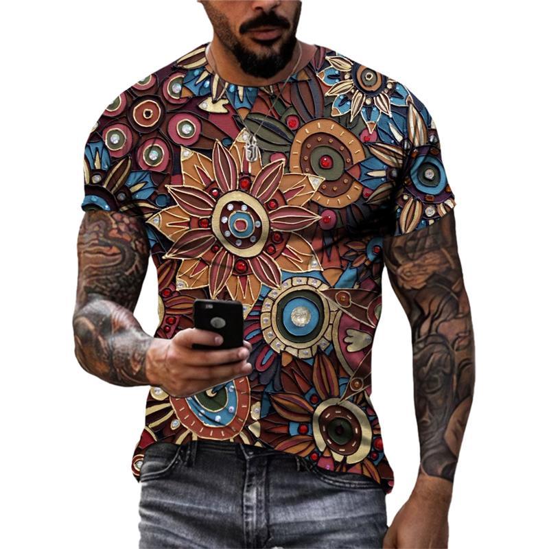 Fashion Beautiful Personality Plant Flowers 3D Print T-shirts Summer Street Style Men