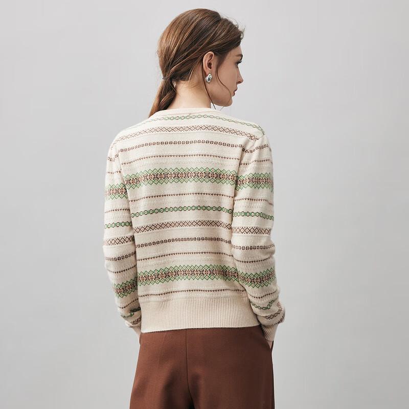 Women's Fair Isle Striped Cashmere Cardigan