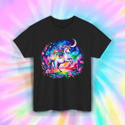 Maglietta Unicorno Arcobaleno Fantasy Luna Magia Stelle Fairycore S-5XL
