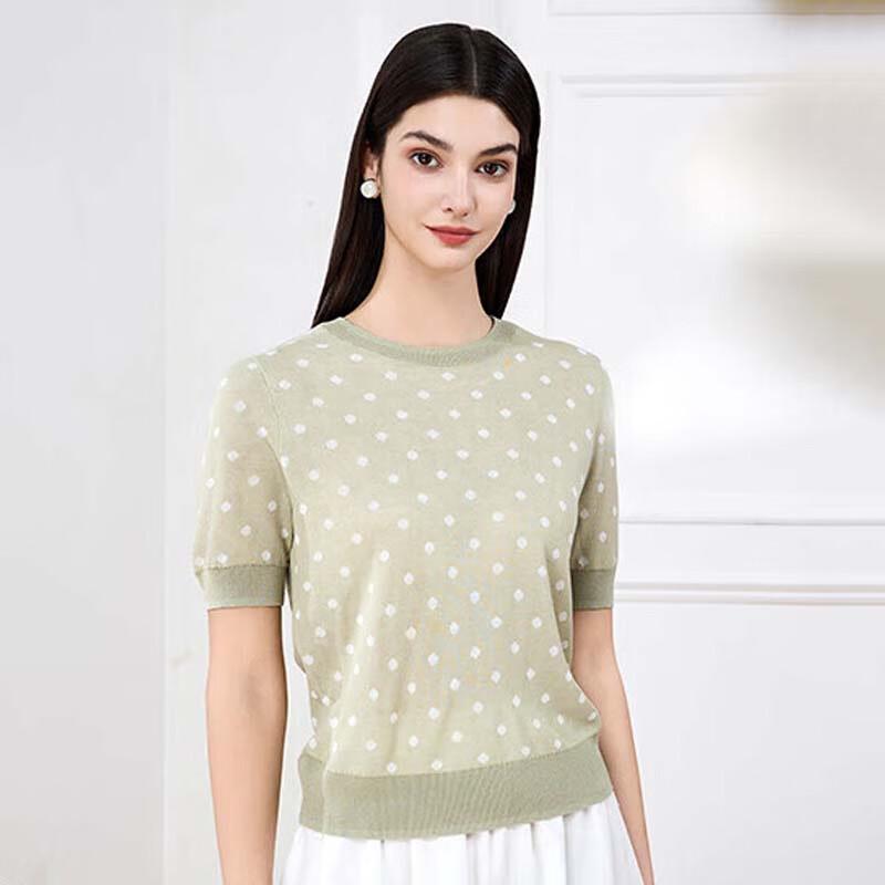 JESSIE Women's Polka Dot Short Sleeve Knit Top