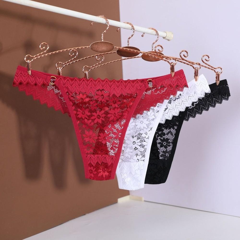 Bow Lace Seamless Panties Low Waist Mesh Lace Briefs Breathable Flower Underwear for Women Girl