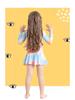 Girls' Tie-Dye Long-Sleeve Two-Piece Swimsuit Set with Short Skirt