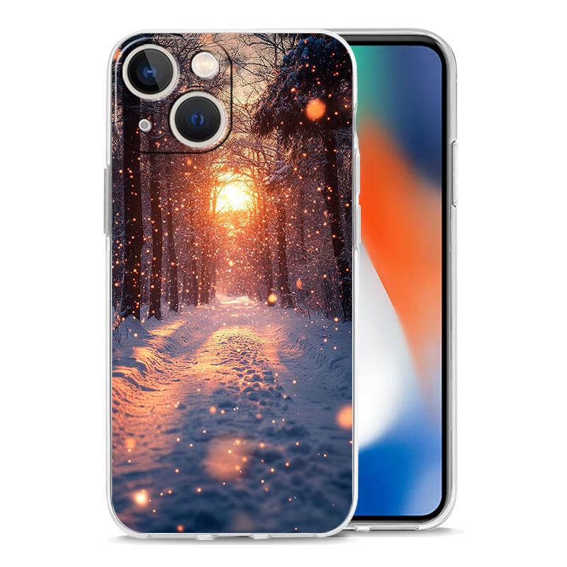 Phone Case For iPhone 16 Cases iPhone 15 12 13 14 16 Pro Max X XR XS Max 15 Plus iPhone11 Cover Landscape Winter Light Snow