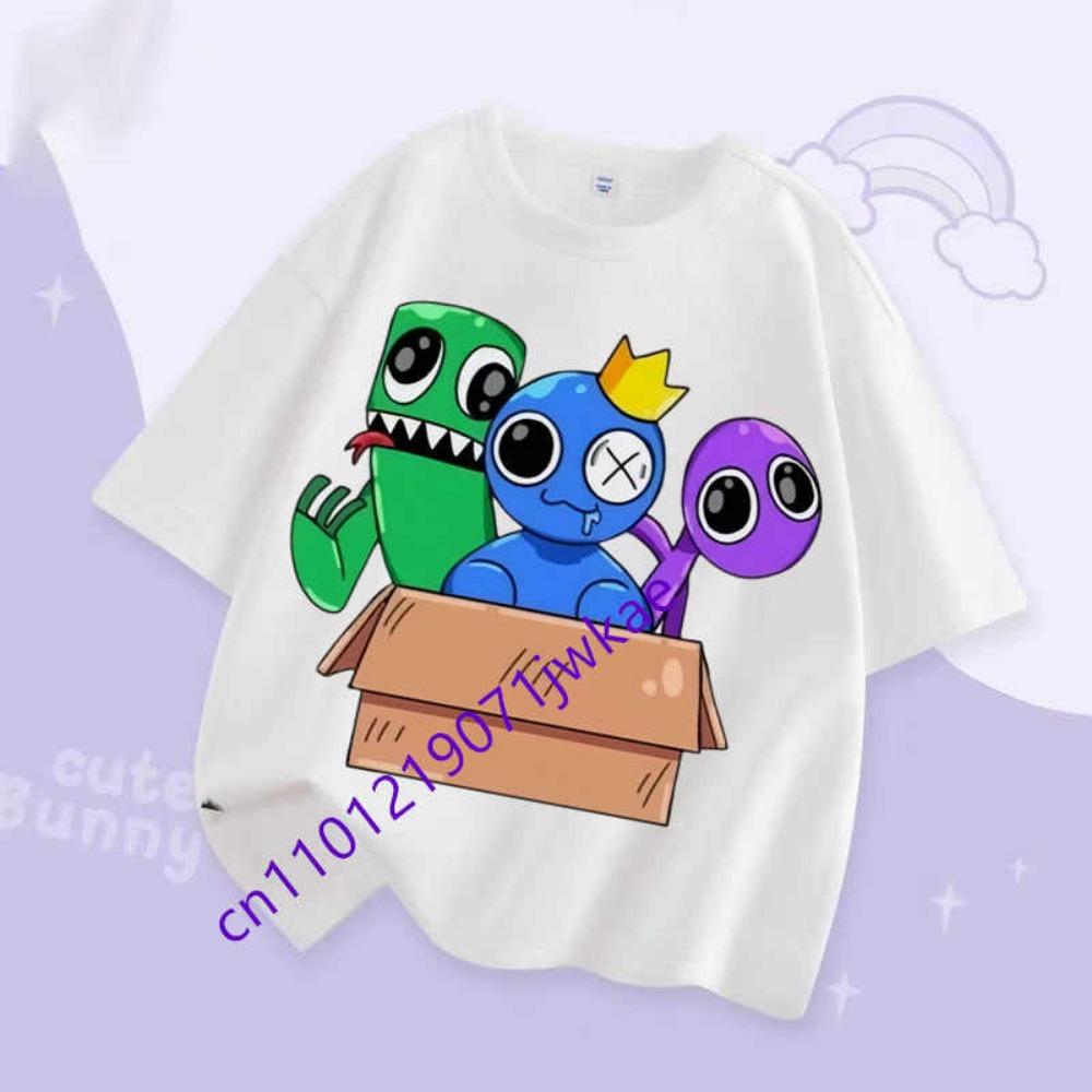 

2026 Rainbow Friends Cartoon Sports Full Charm Design Children s Shirt Summer Boy and Girls Breathable Soft Short Sleeve T Shirt 110