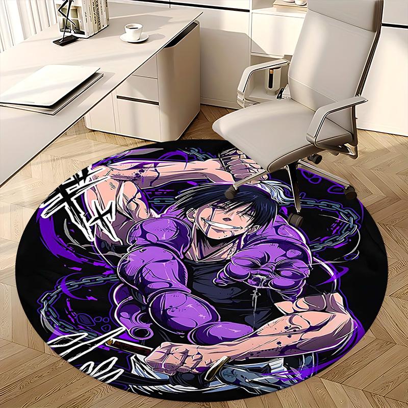 1pc My Hero Academia Shoto Todoroki Round Carpet - Anime Cartoon Design Chair Mat, Non-Slip Rug for Office, Home Decor, Living Room