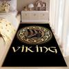 Spiritual Area Rug, Viking Longship Celtic Knot Gold Black Poster, Living Room Decor, Non-Slip Mat