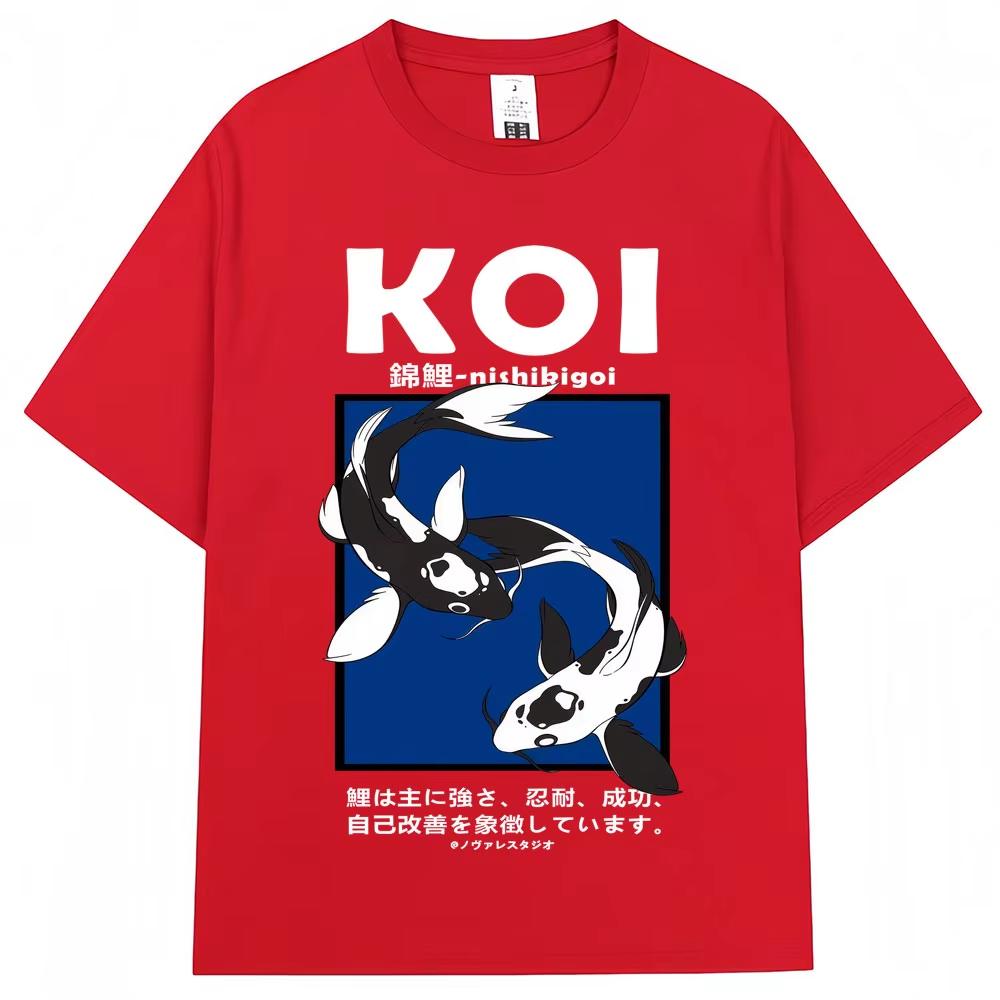Japanese Style Koi Graphic T Shirt Unisex Women Fashion Popular Short Sleeve Top pure Cotton Casual Tshirts Streetwear Gifts 2026