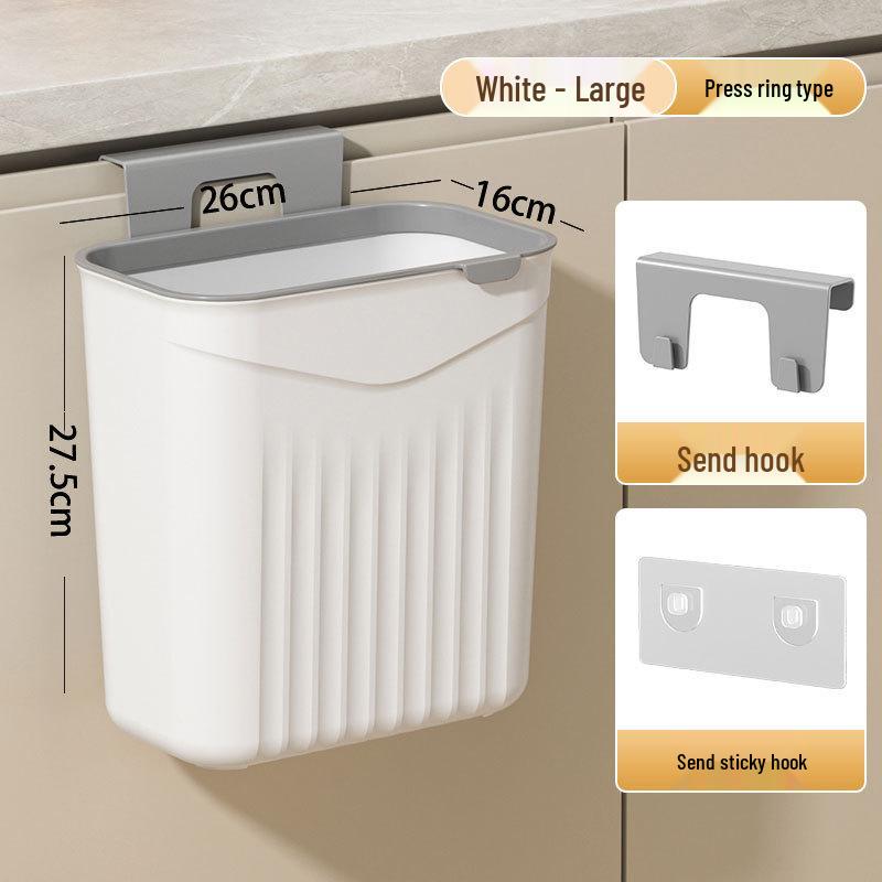 Wall-Mounted Flip-Top Kitchen & Bathroom Trash Can - Punch-Free Hanging Waste Basket