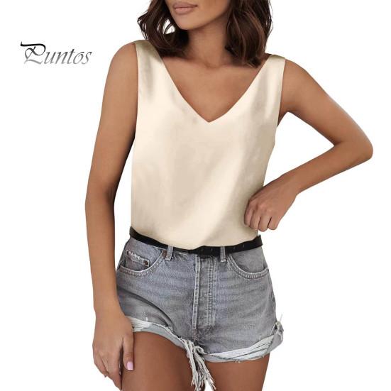 

Женский летний жилет с v-образным вырезом, однотонные топы без рукавов, свободные атласные топы на бретельках, универсальная повседневная одежда XL абрикосовый