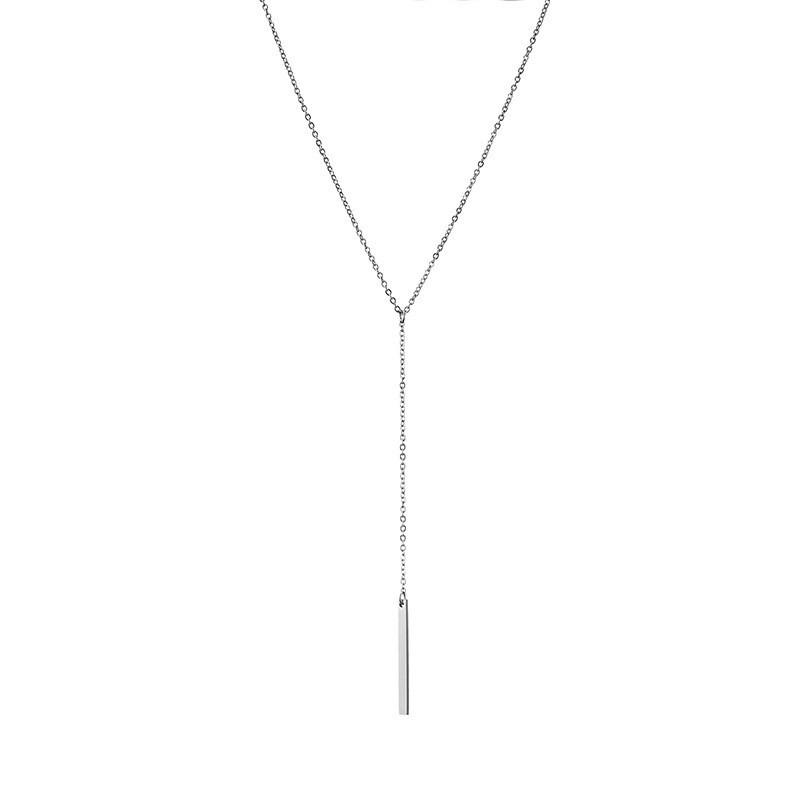 Women's Y-Shaped Gold Stainless Steel Necklace – Elegant, Long, Lightweight, and Color-Retaining Japanese-Korean Design