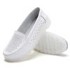 Casual Simple White Hollow Breathable Genuine Leather Flats Platform Loafers Shoes For Women