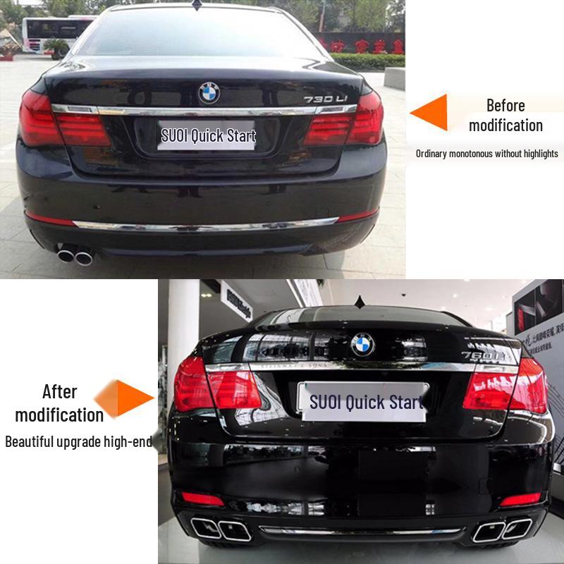 BMW 730Li/740Li/760Li Quad Outlet Square Tailpipe Upgrade with Modified Exhaust Pipe and Rear Lip