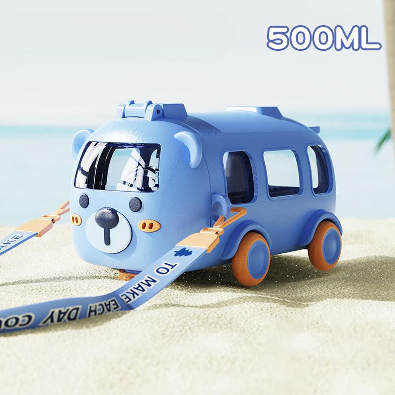 Cartoon Bus Straw Cup Cute Large Capacity Outdoors Car Water Cup Children Drinkware Bounce Straw Kettle
