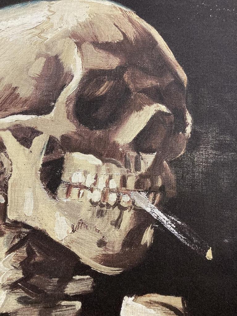 Tenugui Van Gogh Skeleton with a lit cigarette (hand towel)