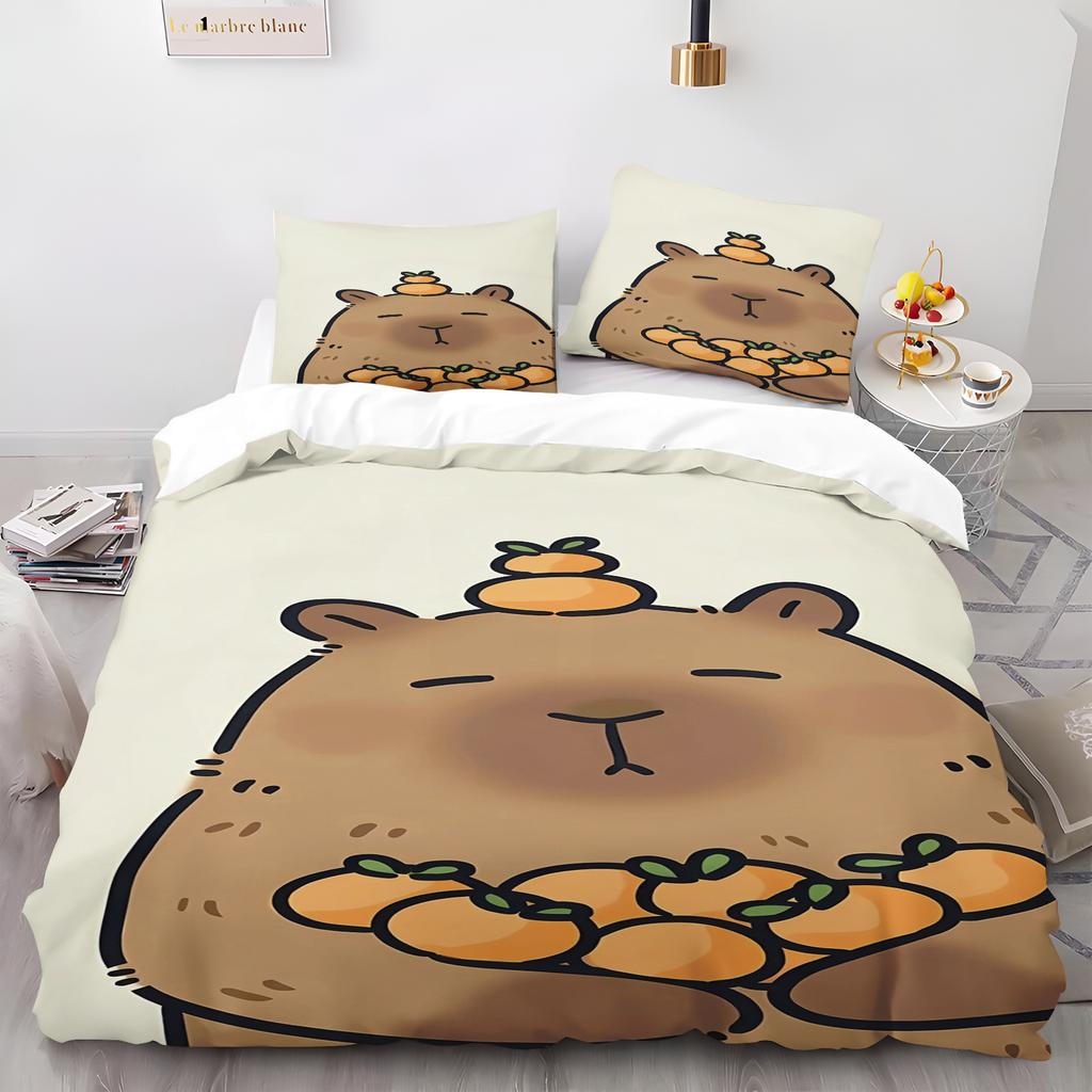 Capybara Duvet Cover Pillowcase Bedding Set Kawaii Adult Boy Girl Bedroom Decoration Children Single Double Large Size